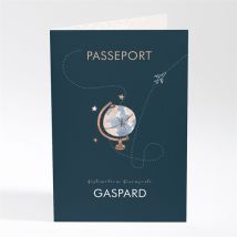 Faire-part naissance Mon premier Passeport personnalisable - Couleur Bleu - 10 x 14,5 cm - Monfairepart