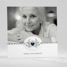 Carte de remerciement décès Tant de souvenirs ensemencé personnalisable - Couleur Noir, Blanc et Blanc - 13,5 x 13,5 cm - Monfairepart
