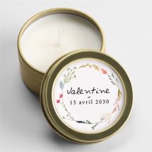 Bougie naissance Poésie personnalisable - 5 cm et 2,5 cm de hauteur - Monfairepart