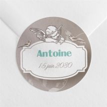 Sticker communion Pendentifs personnalisable - Couleur Beige et Gris - 4 cm - Monfairepart