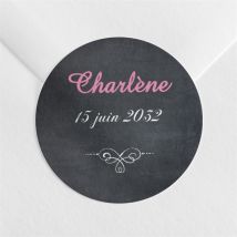 Sticker communion Fond ardoise et photo personnalisable - Couleur Noir/Ardoise - 4 cm - Monfairepart