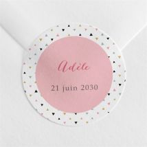 Sticker communion Sa première communion personnalisable - Couleur Rose et Jaune, Noir et Blanc et Gris - 4 cm - Monfairepart