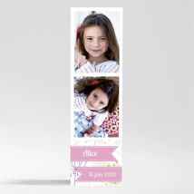 Signet communion Mon annonce photo magnet personnalisable - Couleur Rose - 5,4 x 19,4 cm - Monfairepart