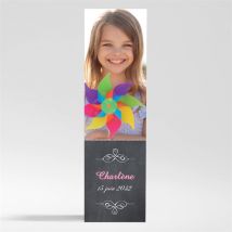 Remerciement communion Fond ardoise et photo magnet personnalisable - Couleur Rose - 5,4 x 19,4 cm - Monfairepart