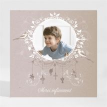 Remerciement communion Pendentifs magnet personnalisable - Couleur Rose, Beige et Blanc - 9,5 x 9,5 cm - Monfairepart