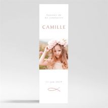 Signet communion Jolies Grâces magnet personnalisable - Couleur Rose et Blanc - 5,4 x 19,4 cm - Monfairepart