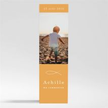 Signet communion Jaune et Or Magnet personnalisable - Couleur Jaune et Blanc - 5,4 x 19,4 cm - Monfairepart