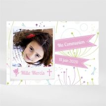 Remerciement communion Mon annonce photo magnet personnalisable - Couleur Rose - 13,8 x 9,5 cm - Monfairepart