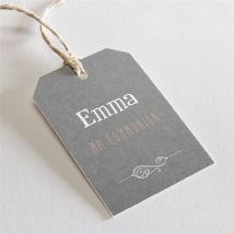 Etiquette communion Communion et Symboles personnalisable - Couleur Orange, Beige et Blanc et Gris/Ardoise - 4 x 6 cm - Monfairepart
