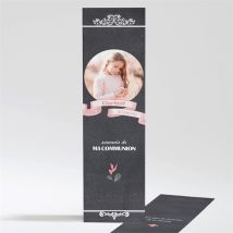 Signet communion Etape chrétienne personnalisable - Couleur Rose et Noir/Ardoise - 5,4 x 19,4 cm - Monfairepart