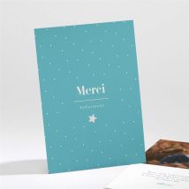 Remerciement communion Tampon étoilé personnalisable - Couleur Vert/Bleu - 9,5 x 13,8 cm - Monfairepart