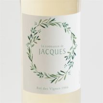 Etiquette de bouteille communion Végétal et dorure personnalisable - Couleur Vert et Blanc - 9,5 x 9,5 cm - Monfairepart