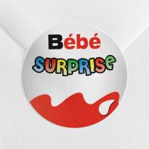 Sticker naissance Petit Oeuf Surprise personnalisable - Couleur Multicolore - 4 cm - Monfairepart