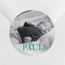 Sticker naissance Menthe personnalisable - Couleur Vert/Bleu - 4 cm de Diamètre - Monfairepart