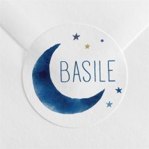 Sticker naissance Nuit étoilée personnalisable - Couleur Bleu, Jaune et Blanc - 4 cm - Monfairepart