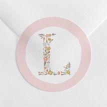 Sticker naissance Alphabet en fantaisie - Couleur Rose/Vert/Jaune/Orange/Beige/Blanc/Multicolore - 4 cm de Diamètre - Monfairepart
