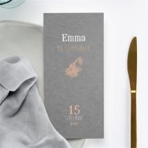 Menu communion Communion et Symboles personnalisable - Couleur Rose/Ardoise - 10 x 21 cm - Monfairepart