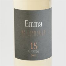Etiquette de bouteille communion Communion et Symboles personnalisable - Couleur Blanc et Gris/Ardoise - 9,5 x 9,5 cm - Monfairepart