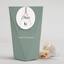 Boîte surprise mariage Evidence personnalisable - Couleur Vert et Blanc - boîte de 4 x 4 cm d'épaisseur et 11 cm de hauteur - Monfairepart