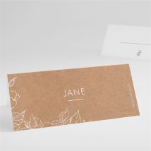 Marque-place communion Illuminations personnalisable - Couleur Marron et Blanc/Kraft - 9,5 x 4,2 cm - Monfairepart