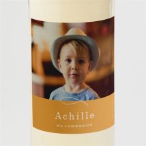 Etiquette de bouteille communion Jaune et Or personnalisable - Couleur Blanc - 9,5 x 9,5 cm - Monfairepart