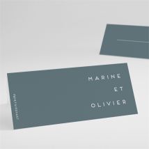 Marque-place mariage Confiance personnalisable - Couleur Vert/Bleu, Blanc et Gris - 9,5 x 4,2 cm - Monfairepart
