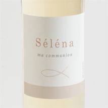 Etiquette de bouteille communion Pourpre personnalisable - Couleur Blanc - 9,5 x 9,5 cm - Monfairepart