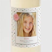 Etiquette de bouteille communion Sa première communion personnalisable - Couleur Rose et Blanc - 9,5 x 9,5 cm - Monfairepart