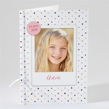 Livret de messe communion Sa première communion personnalisable - Couleur Rose et Blanc - 15,2 x 21,5 cm - Monfairepart