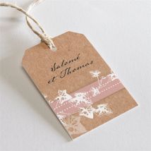 Etiquette mariage Lierre grimpant personnalisable - Couleur Rose/Orange et Beige, Marron et Blanc/Kraft - 4 x 6 cm - Monfairepart