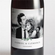 Etiquette de bouteille mariage So chic personnalisable - Couleur Vert, Noir et Blanc - 9,5 x 9,5 cm - Monfairepart