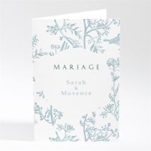 Menu mariage Jouy exclusif personnalisable - Couleur Bleu, Blanc et Gris - 10 x 14,5 cm - Monfairepart