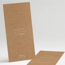 Menu mariage Kraft épuré personnalisable - Couleur Marron/Kraft - 10 x 21 cm - Monfairepart