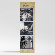 Carte de remerciement mariage Notre Télégramme Magnet personnalisable - Couleur Bleu, Beige et Marron/Kraft - 5,4 x 19,4 cm - Monfairepart