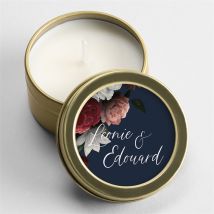 Bougie mariage Fleurs de Nuit personnalisable - 5 cm et 2,5 cm de hauteur - Monfairepart