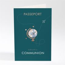 Faire-part communion Mon Passeport Communion personnalisable - Couleur Vert - 10 x 14,5 cm - Monfairepart