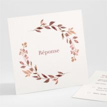 Carton réponse mariage Rose gold personnalisable - Couleur Rouge/Rose et Beige et Marron - 9,5 x 9,5 cm - Monfairepart