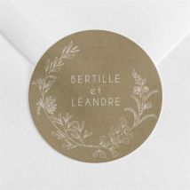 Sticker mariage Festivités personnalisable - Couleur Marron et Blanc/Kraft - 4 cm - Monfairepart