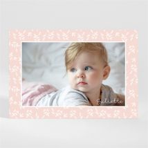 Faire-part naissance Simple Cadre et photo magnet personnalisable - Couleur Rose - 13,8 x 9,5 cm - Monfairepart