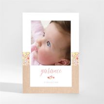 Faire-part naissance Kraft et liberty magnet personnalisable - Couleur Marron/Kraft - 9,5 x 13,8 cm - Monfairepart