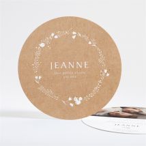 Faire-part naissance Faire-part Enveloppe dorure personnalisable - Couleur Beige et Marron/Doré/Kraft - 13,5 cm - Monfairepart
