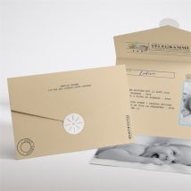 Faire-part naissance Mon petit Passeport enveloppe personnalisable - Couleur Bleu, Beige et Marron et Noir/Kraft - 11,8 x 17,4 cm - Monfairepart