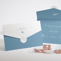 Faire-part naissance Pictogrammes enveloppe personnalisable - Couleur Bleu - 11,8 x 17,4 cm - Monfairepart
