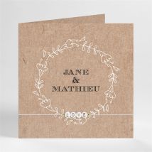 Faire-part mariage Kraft en folie bracelet personnalisable - Couleur Marron/Kraft - 13,5 x 13,5 cm - Monfairepart