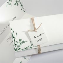 Faire-part mariage L'olivier pochette personnalisable - Couleur Vert - 21 x 9,2 cm - Monfairepart