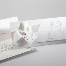 Faire-part mariage Complicité pochette personnalisable - Couleur Blanc - 21 x 9,2 cm - Monfairepart