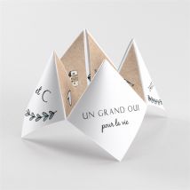 Faire-part mariage Avec programme cocotte personnalisable - Couleur Blanc/Kraft - 20,9 x 20,9 cm - Monfairepart