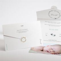 Faire-part naissance Dans sa couronne Enveloppe personnalisable - Couleur Blanc - 11,8 x 17,4 cm - Monfairepart