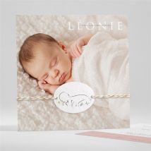 Faire-part naissance 3 photos princesse ensemencé personnalisable - Couleur Rose - 13,5 x 13,5 cm - Monfairepart