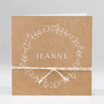 Faire-part naissance Faire-part Enveloppe ficelle personnalisable - Couleur Beige et Marron/Kraft - 13,5 x 13,5 cm - Monfairepart